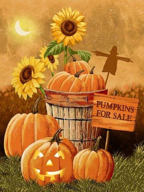 Full Diamond Embroidery Pumpkin Flower Painting Fruit Full Square Mosaic Thanksgiving Landscape Cross Stitch Handicraft