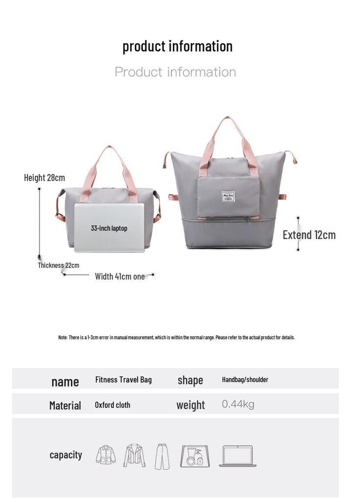 Foldable Large-Capacity Travel Bag with Dry/Wet Compartment for Gym, Swimming, Yoga, Student Trips, and Business Travel