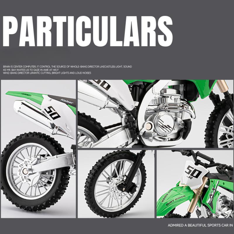Simulazione 1:Modellino in Lega di Motocross Kawasaki KX450 Scala 1:12 Modello di Motocicletta Diecast con Suono e Luci Giocattolo Veicolo per Ragazzo Regalo