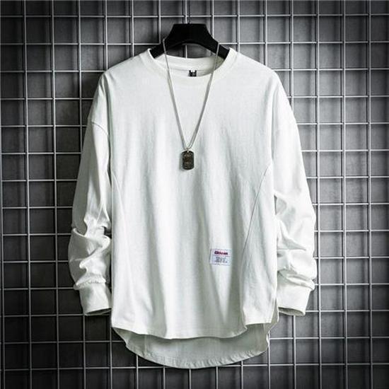 Men's Loose Fit Long Sleeve Gray T-Shirt Sweater - Korean Spring & Autumn Fashion