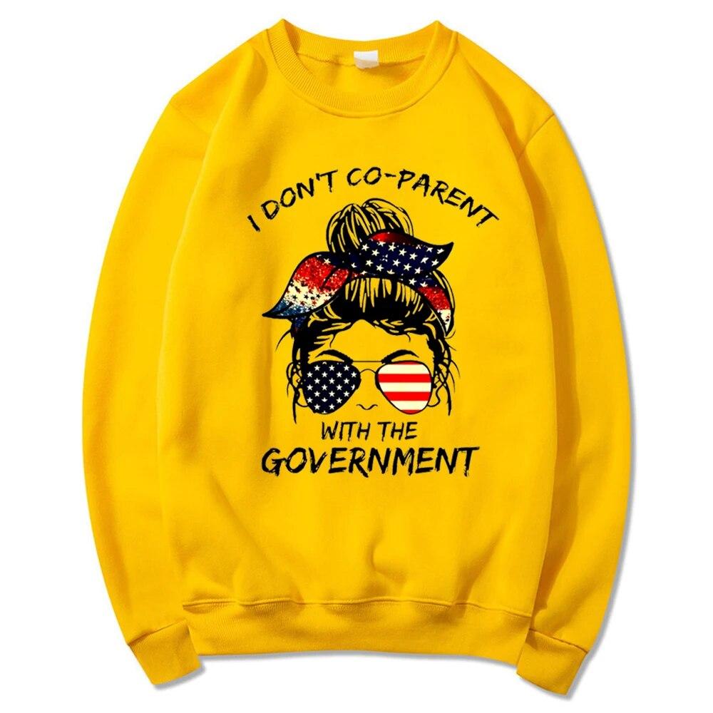 

Толстовка унисексI Don t Co Parent with The Government Толстовка Messy Bun Американская рубашка для мам Рубашка для мамы Freedom Lover Повседневные толстовки унисекс Топы 4XL