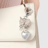 Elegant Silver Heart Bowknot Keychain Charm Pendant Handmade Heart Keyring for Women Fashionable Backpack Ornament