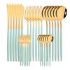 30pcs Gold Dinnerware Set Stainless Steel Dinner Knife Fork Coffee Spoon Teaspoon Flatware Dishwasher Safe Kitchen Tableware Set