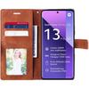 Coque et 2 Verres Trempés pour Xiaomi Redmi Note 13 Pro+ 5G - Note 13 Pro Plus 5G, Protection Cuir PU Marron