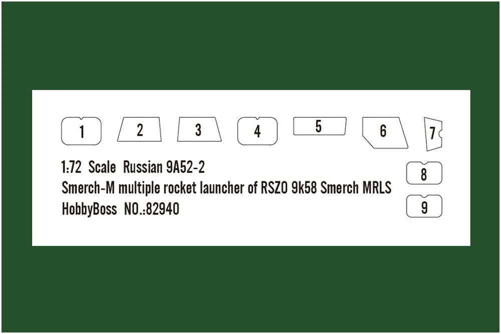 Hobby Boss 1/72 Fighting Vehicle Series Russian 9A52-2 Smerch-M Multiple Rocket Launcher Plastic Model Kit 82940