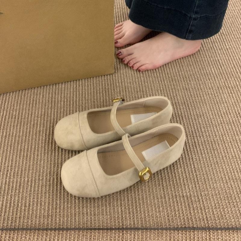 Retro Niche Ballet Round Head Shallow Mouth Single Shoes Women's Spring and Autumn New Flat Mary Jane Shoes
