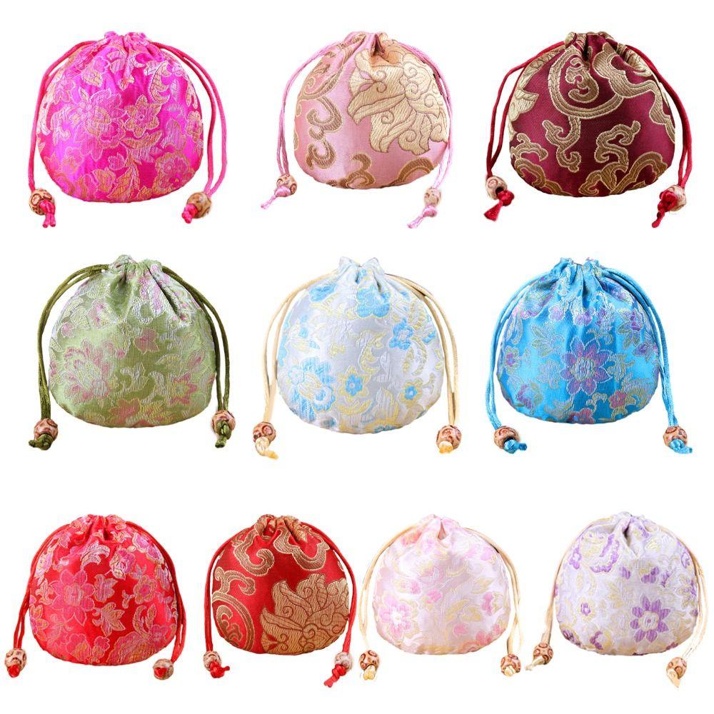 Jewelry Packing Bag Embroidery Flower Drawstring Bag Floral Festive Sugar Bag  Festival