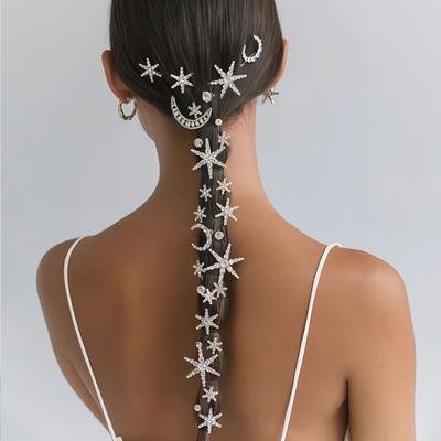 Shining Sparkling Star Moon Hair Clips Set Hair Accessories Suit  Wedding Hair Accessories