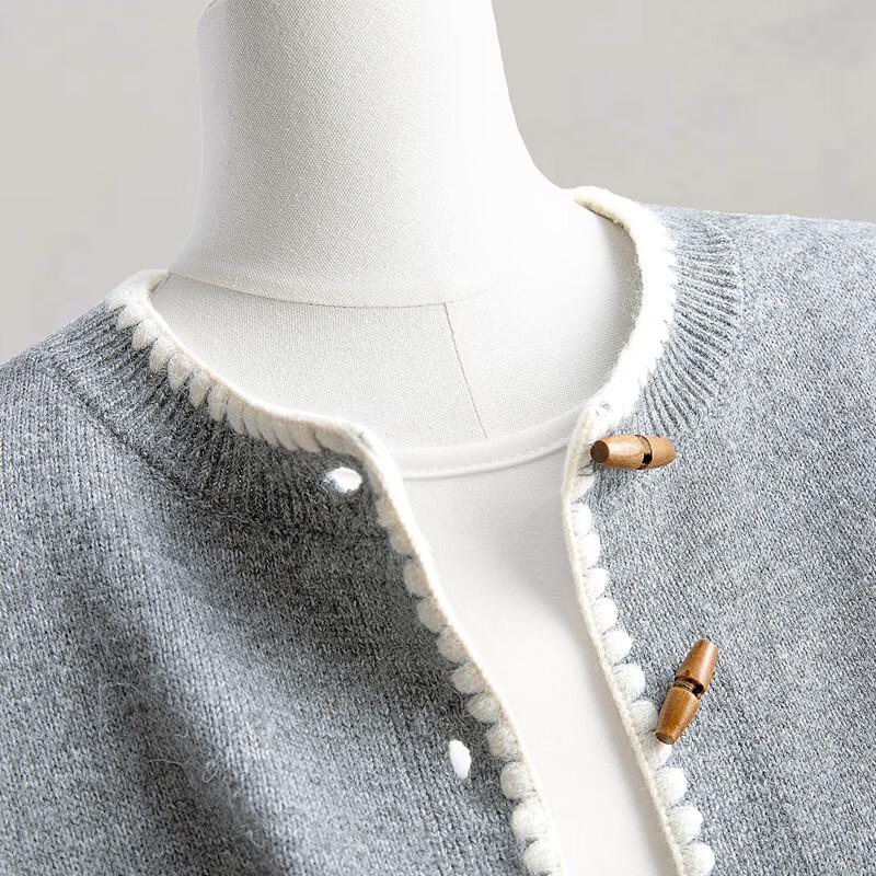 Damen Rundhals Colorblock Strickweste