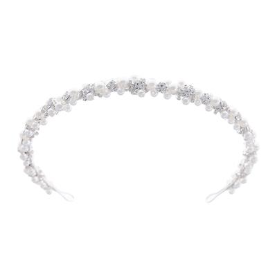Shimmering Rhinestones And Imitation Pearls Hairband Formal Occasions Nonslip Fit Alloy Base Stylish Hair Accessory