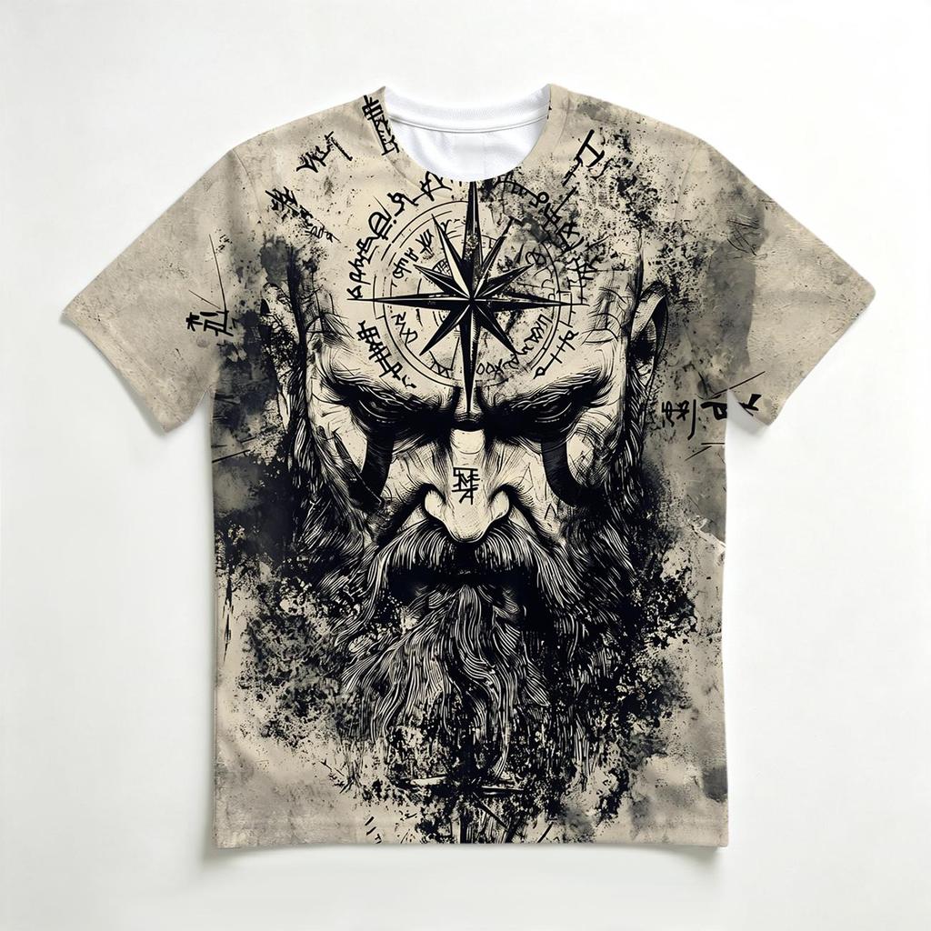 Men's fashionable printed T-shirt, suitable for versatile outdoor casual sports short-sleeved T-shirt top