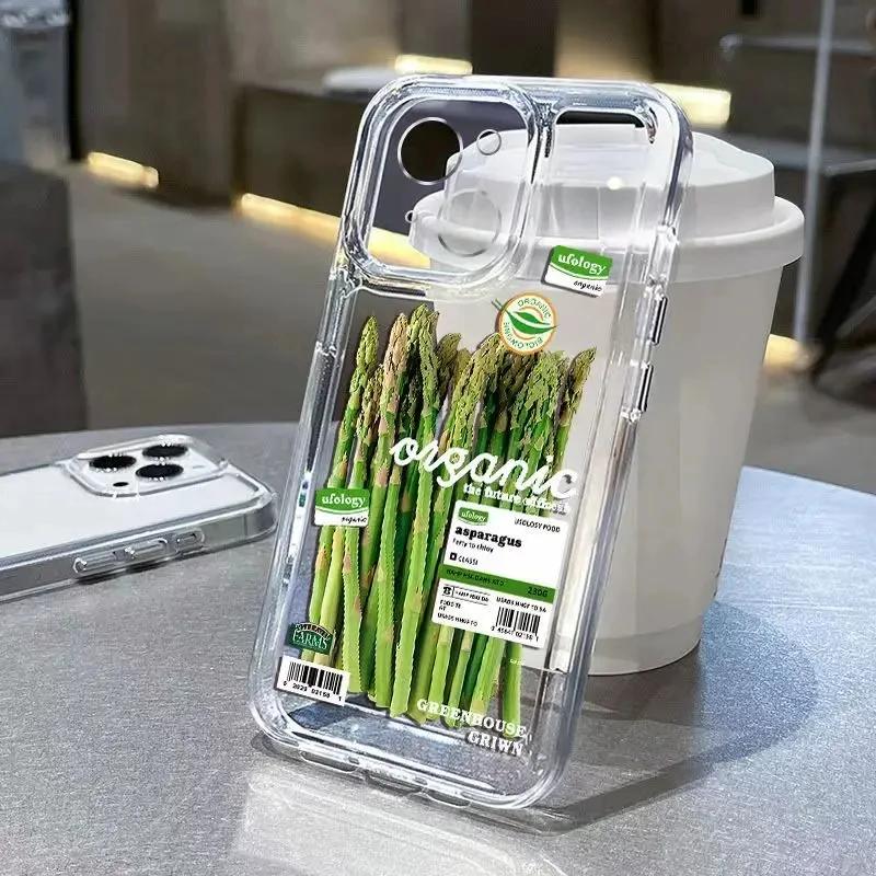 Cauliflower and Broccoli Phone Case iPhone 15 Pro Max 11 12 13 16 14 Plus Silicone Shockproof Transparent Phone Case