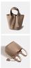 2025 Large Capacity Genuine Leather Commuter Handbag - Lychee Pattern Cowhide Bucket Bag