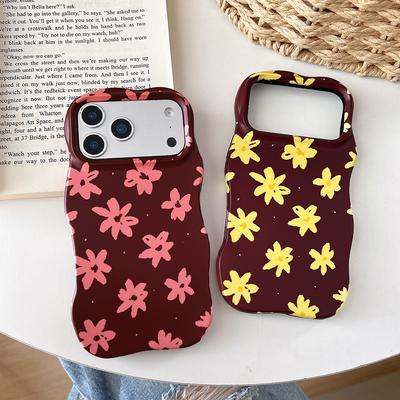 2 IN 1 Lovely Flower Cute Floral Wave Edges Case for For Iphone 13 14 1 16 Pro Max Air Shockproof Cover for For Iphone 17 Pro Max Case