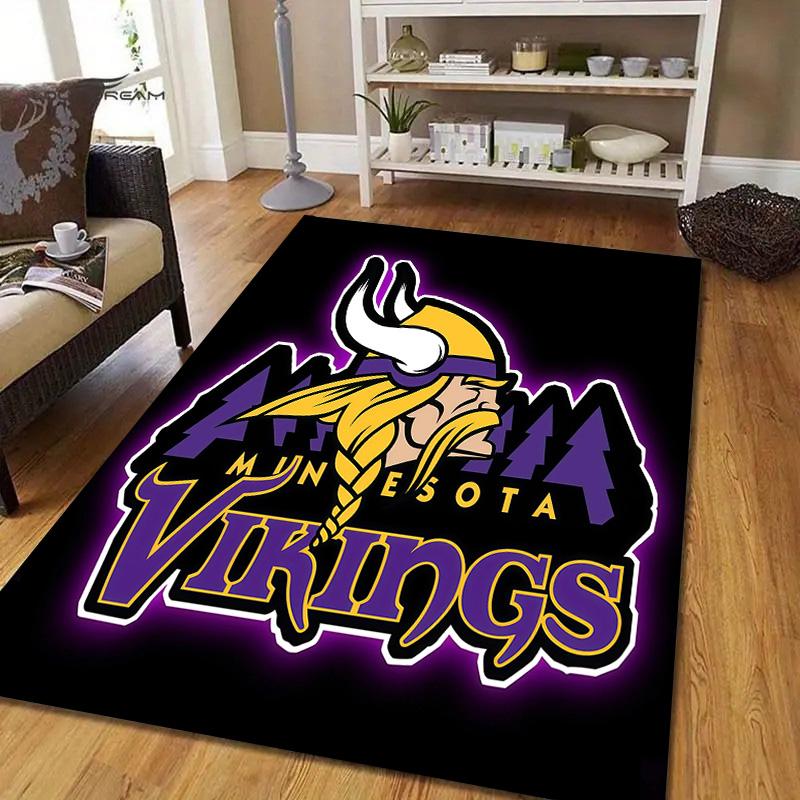 Minnesota Vikings3 Flannel Pattern Square Carpet,Area Rug,Carpet Rug for Living Room Bedroom Sofa Playroom Decor,Non-slip Floor Mat