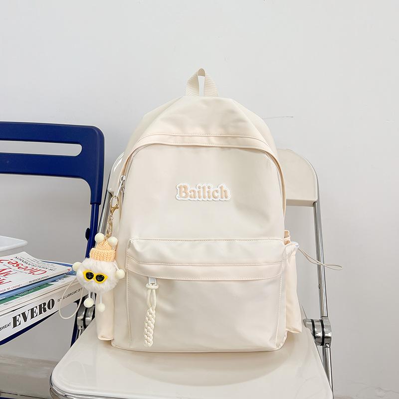 New Fashion Solid Color Simple Backpack Junior High School Student Schoolbag Women's Computer Bag Travel Senior Feeling Backpack