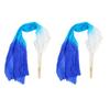 2Pcs 1.5m Artificial Silk Belly Dance Bamboo Fan Tricolor Square Dancing Fan Dance Props White Cyan Blue