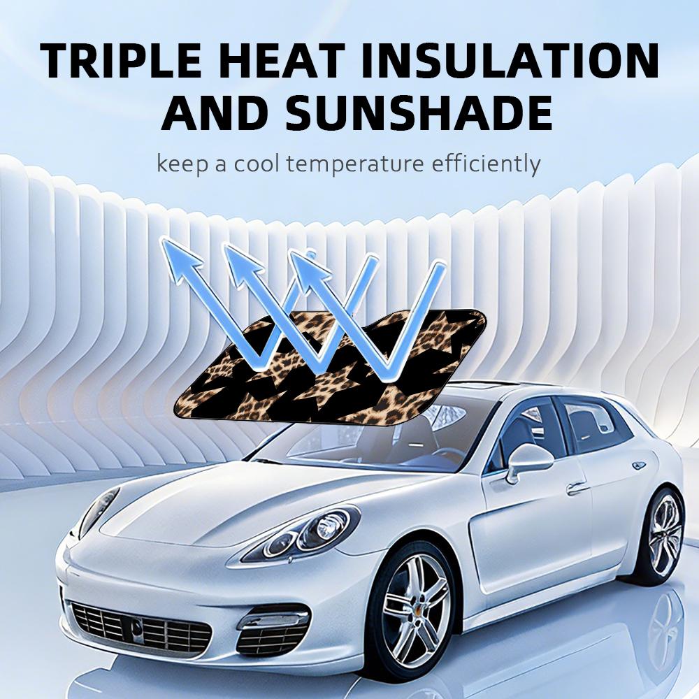 Leopard Print Sun Visor Reusable Aluminum Foil UV Protector Heat Three-layer Insulation Windshield Sunshades