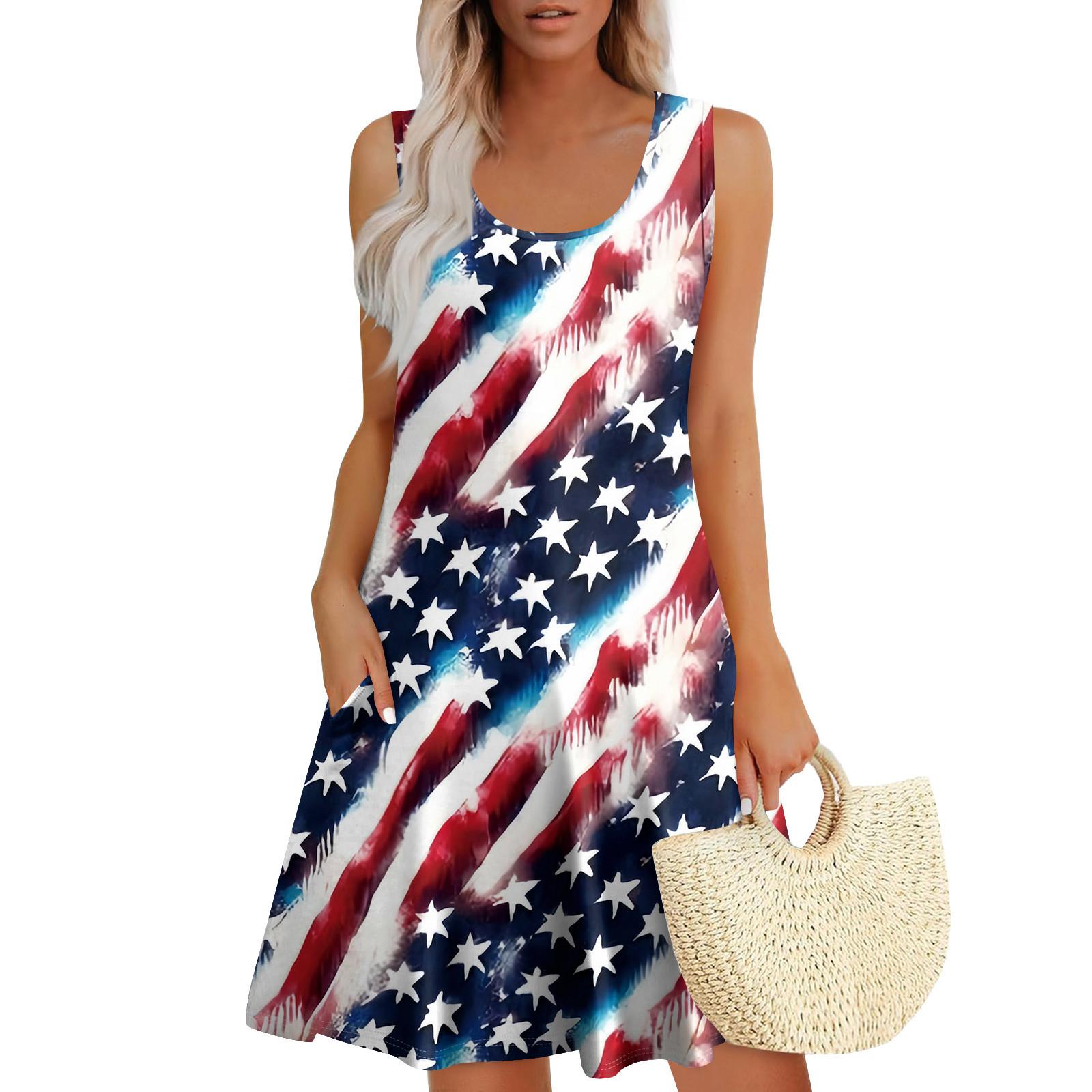 

Женские летние платья с принтом, свободные платья-сарафаны без рукавов с U-образным вырезом и карманами XL винный