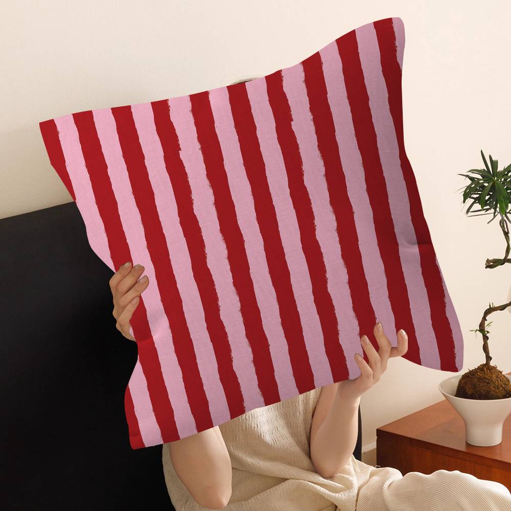 Fashion Stripes Design Art Pink Color Personalized Pillow Dust Cover Bedroom Kids Party Decoration Pillowcase Birthday Gift