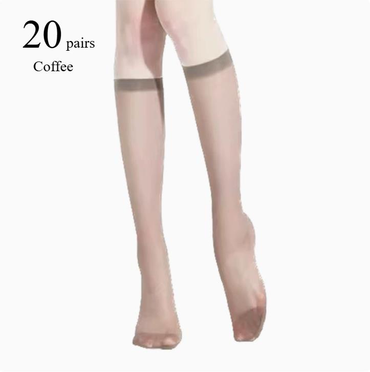 5/10/20 Pairs Women Ultra-Thin Nylon Stockings Transparent Elasticity Ladies Knee Socks Summer Long Socks For Girls Stocking