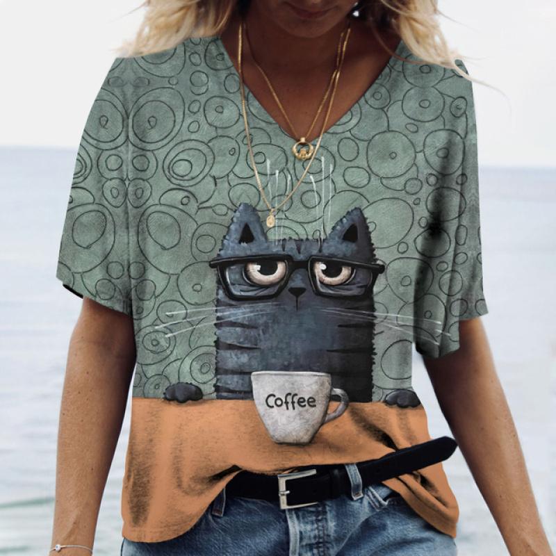 2023 Îmbrăcăminte de vară Tricouri pentru damă Tricou cu imprimeu 3d pentru femei Topuri cu mânecă scurtă 5xl Pulover cu decolteu în V Kawaii Tricouri pentru fete Nou