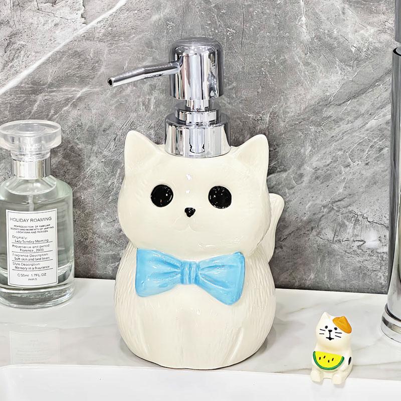 370ml Cat ceramic hand sanitizer bottle press lotion shampoo conditioner shower gel sub bottled bathroom accessories  dispenser