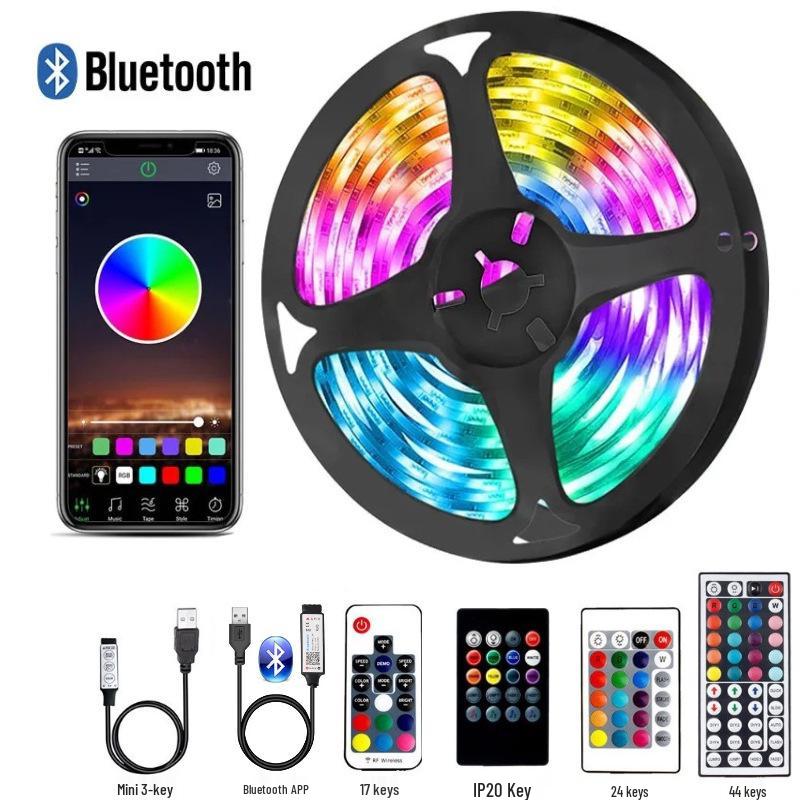In Stock RGB Bluetooth Music LED Light Strip Set, 5050 Low Voltage USB, Colorful TV Background, 5V LED Strip