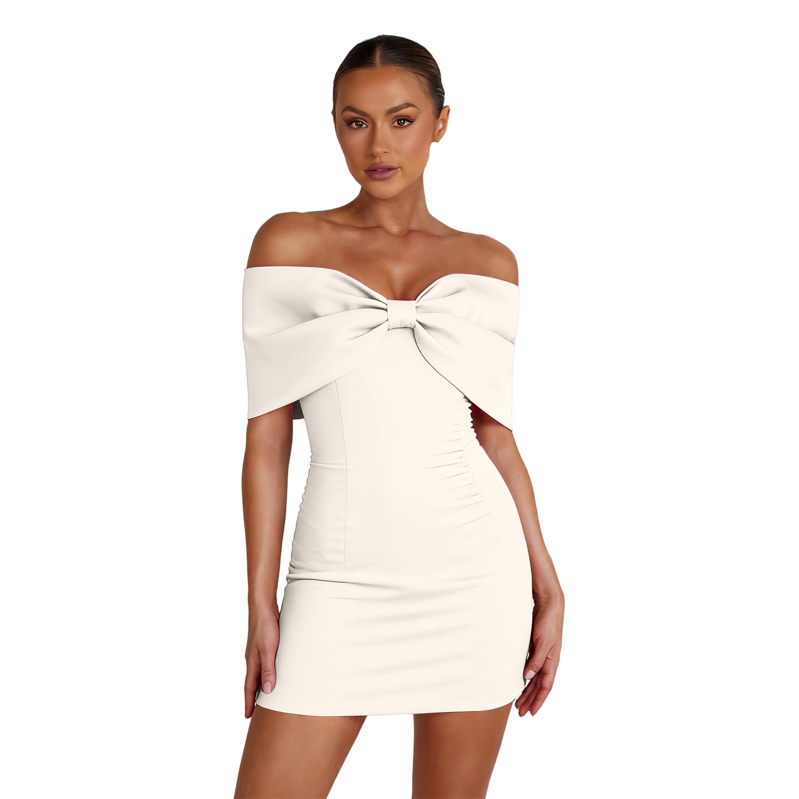 

Ladies One Collar Casual Dress Party Fashion Dress XL білий