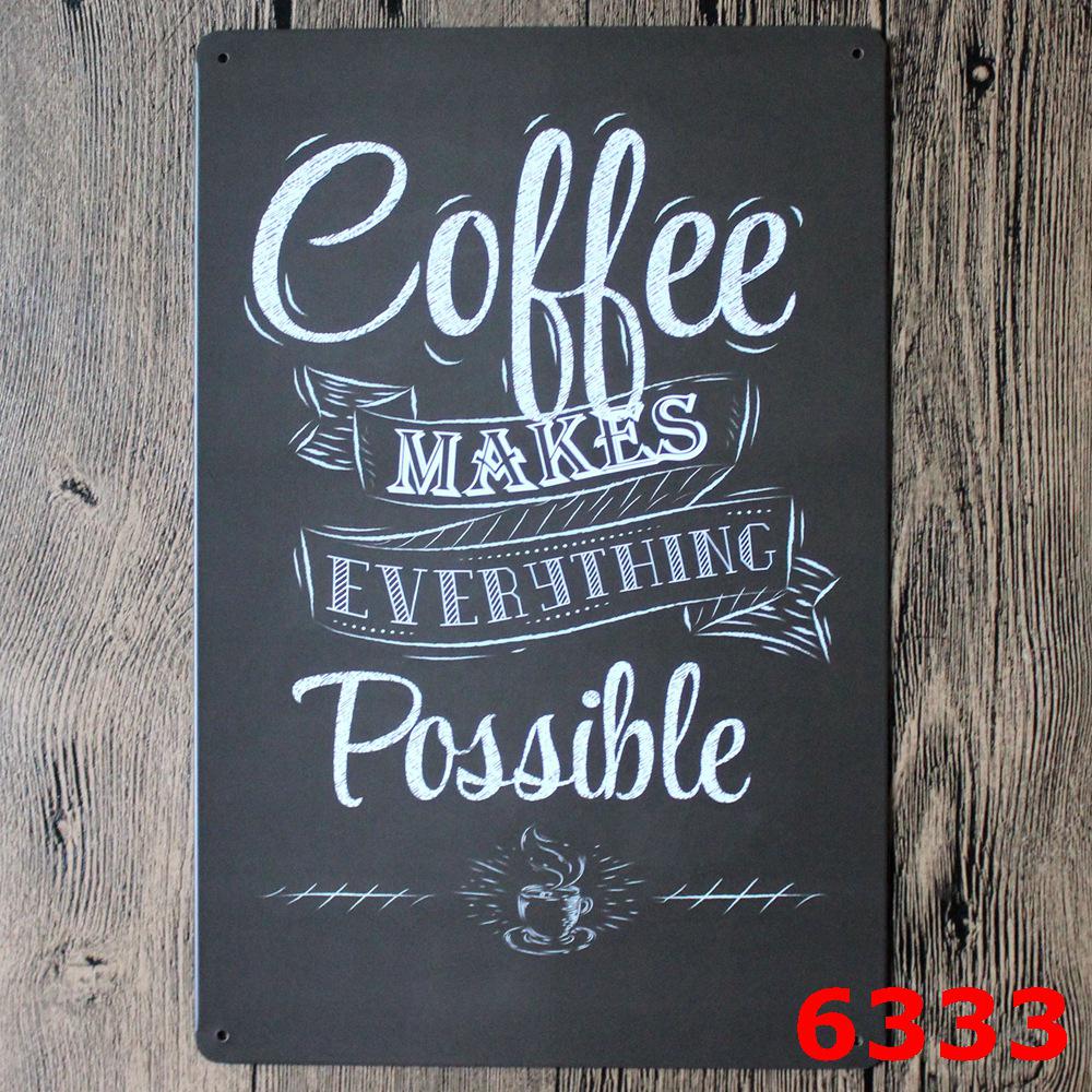 Vintage Coffee Tin Sign for Restaurant or Home Decor