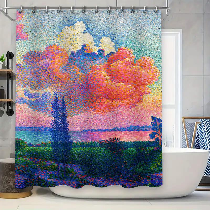 

Artistic Shower Curtain Modern Decorative Watercolor Pattern with Rainbow Colors Perfect for Home Bathroom Decoration 90x180cm
