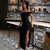 Women's Slim-fit Split Dress Sexy One-shoulder Long Dress