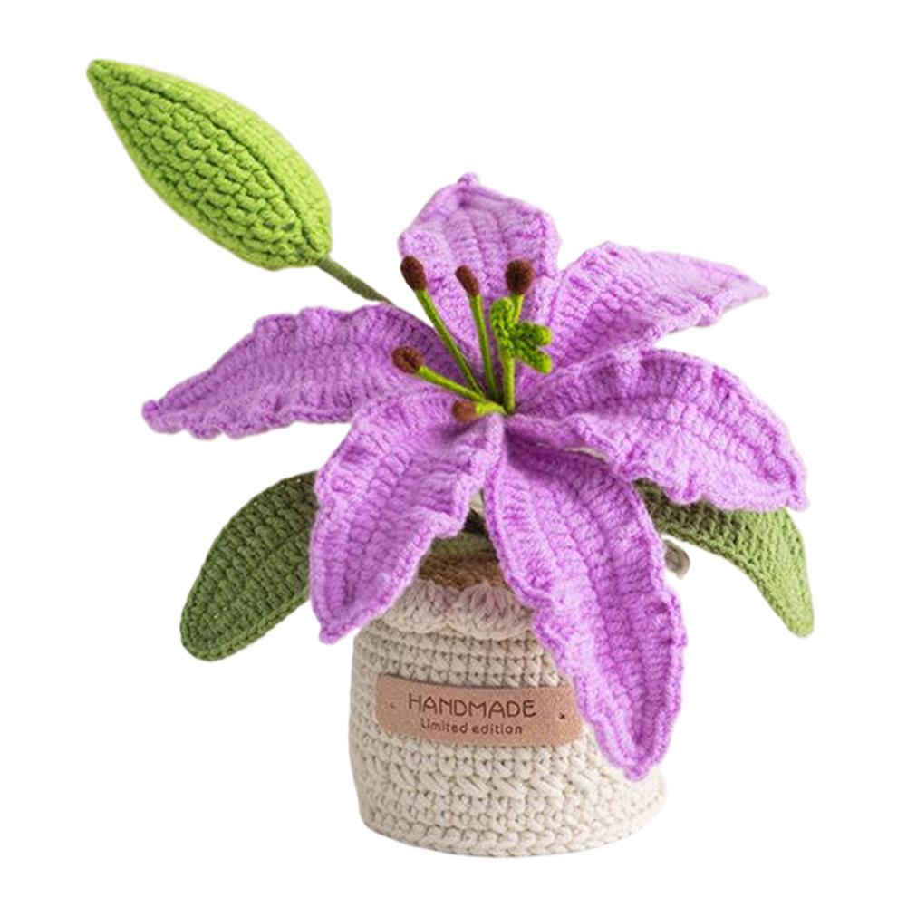 Knitted Flowers Decorations Decorative Crochet Flowers Potted Plants Knitted Artificial Flowers for Party Favors