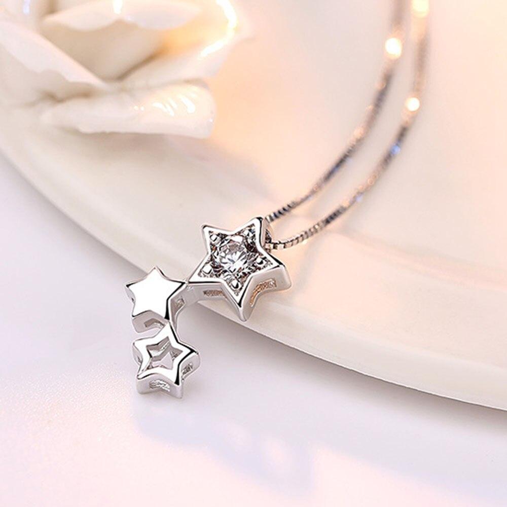 New 925 Sterling Silver Women Necklaces Fashion Flashing Radiance Pendant High Quality Zircon Clavicle Chain Jewelry Length 45CM