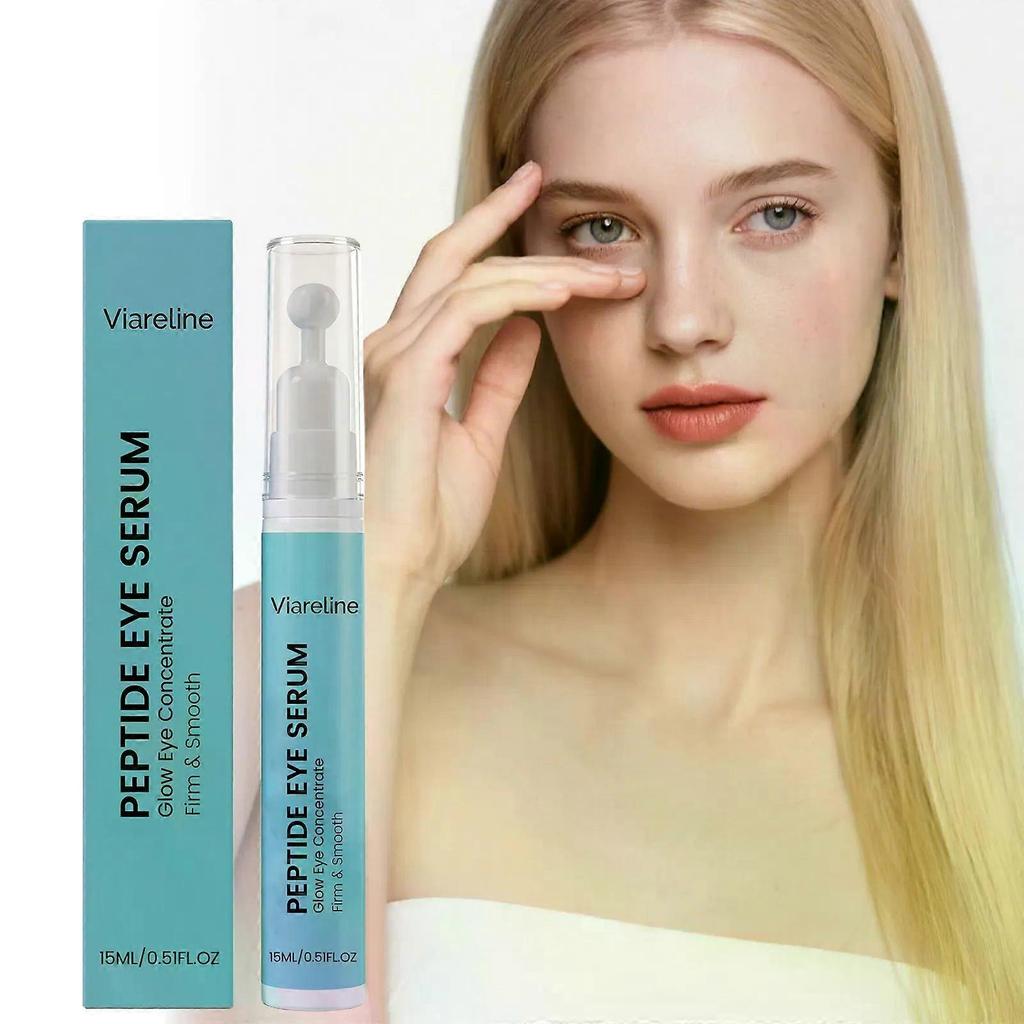 Peptide Eye Serum 15ml, 5% Caffeine Anti-Aging Eye Cream with Roller, Reduces Puffiness, Dark Circles & Fine Lines, Firming Under Eye Care
