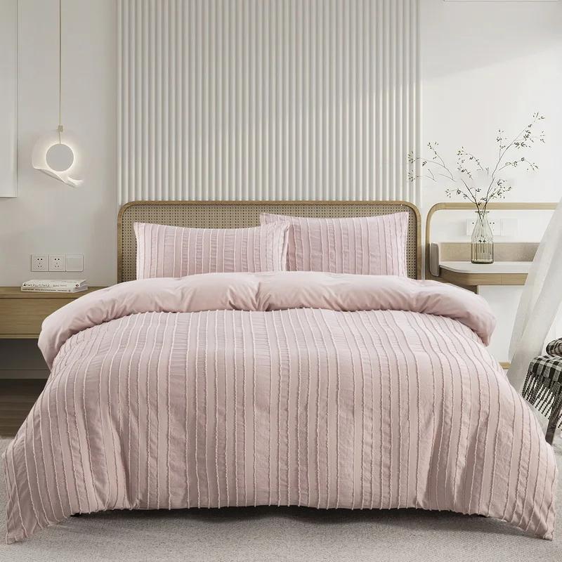 White Duvet Cover Queen Boho Tufted Microfiber Bedding Set for All Seasons, Embroidery Shabby Chic Comforter Covers with Zipper