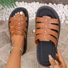 Plus Size Women Closed Toe Backless Woven Flat Sandals