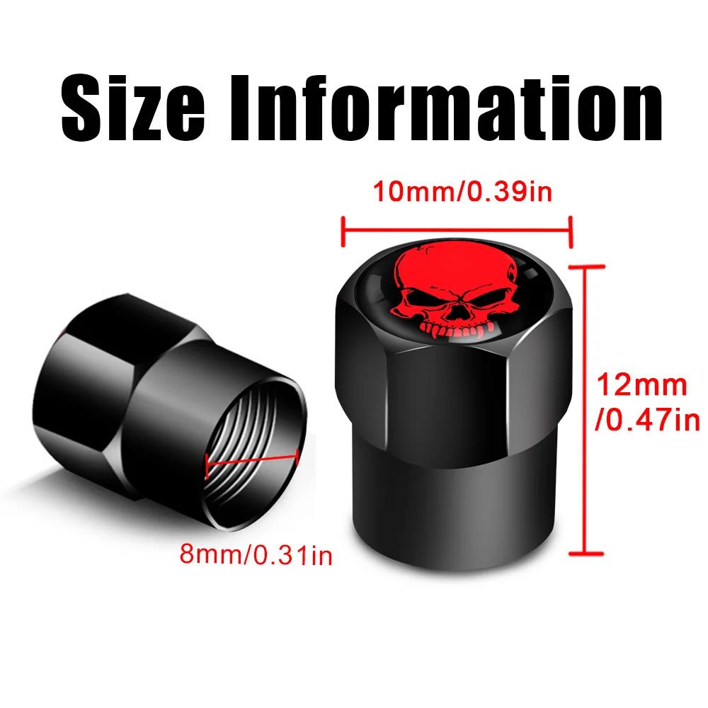 4Pcs/Set Skull Tire Valve Stem Cap Corrosion Resistant Dust Proof Cover Universal Fit for Car Bicycle Truck Motorcycle Stem Caps1
