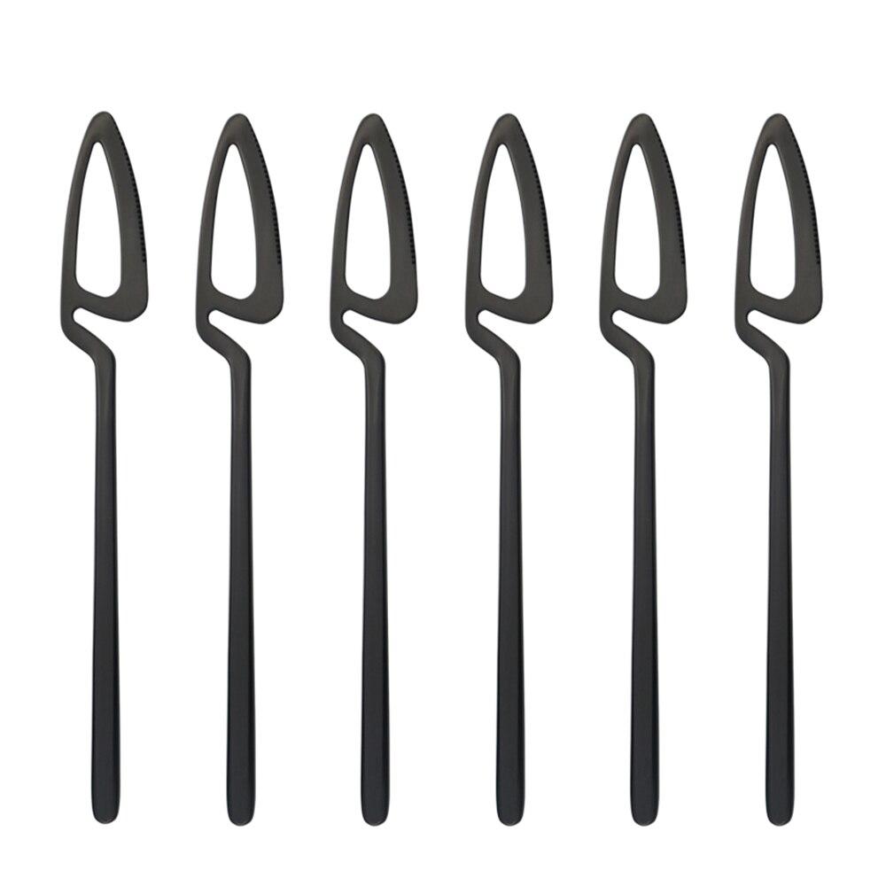 

6 шт./6 комплектов столовой посуды, набор столовых приборов, золотые ножи, столовые приборы из нержавеющей стали, уличный офисный кухонный домашний набор посуды чёрный