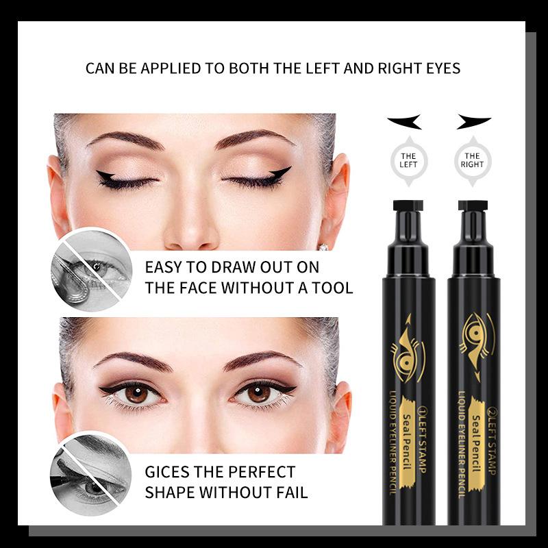 Doppelsiegel Eyeliner Wasserdicht Schnelltrocknend Einfach zu meistern Charm Eyeliner Fähigkeiten 2 Stück