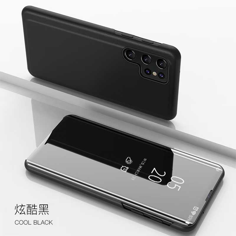 Busin Plating Mirror Smart View Sle Leather Flip Phone Case For Samsung S26 Ultra S25 S24 S23 Plus FE Anti-fall Protection Cover
