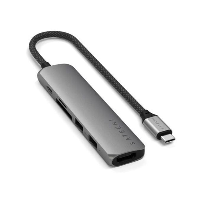 6-in-1 USB-C Multiport Hub - Satechi - 4K - 100W Power Delivery - 10Gbps - Gray
