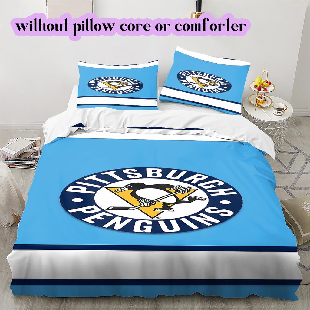 Ice Hockey Logo Pattern Bedding Quilt Set Quilt Cover Pillowcase Home Decoration Birthday Gift (1*duvet Cover+ 2*pillowcase, Without Core)