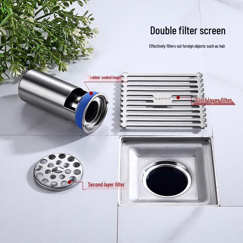 Larsd V02B Square Stainless Steel Shower Floor Drain