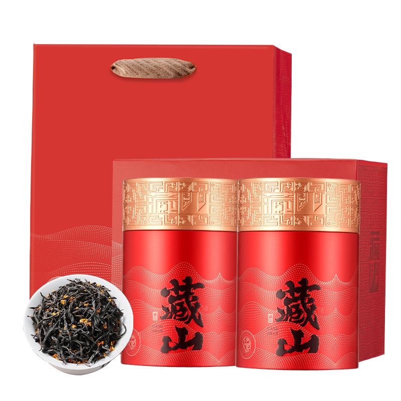 Osmanthus-Scented Lapsang Souchong Black Tea from Wuyi Mountain, 500g Canned High Aroma Tea Leaves.