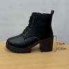 Large size boots autumn new British style round head zipper thick sole medium tube thick heel black Martin boots