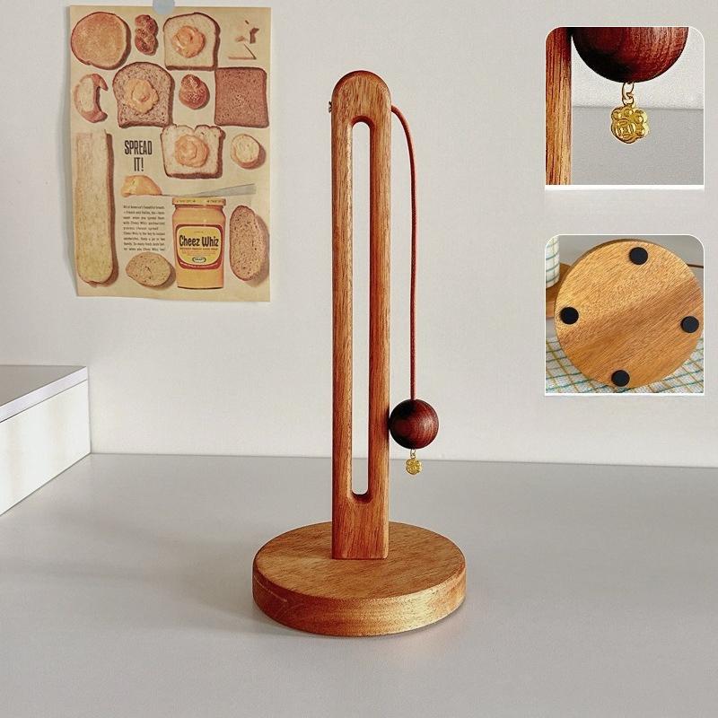 

Wooden Paper Towel Holder with Stable Base Moisture-proof Toilet Paper Dispenser Non-Slip Kitchen Roll Paper Holder Storage Rack