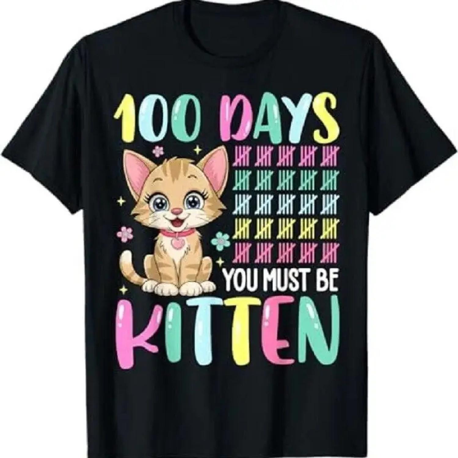 100 дней школы Ты должен быть котенком 100-й день Кошачья футболка XXXXXL разноцветный