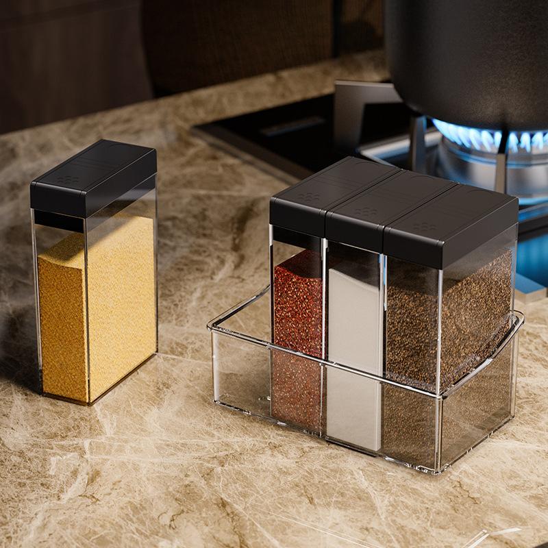 4 BUC/Set Combinație Solnițe Piper Condimente Recipient Borcan Condimente Cutie Depozitare Condimente Bucătărie cu Tăviță