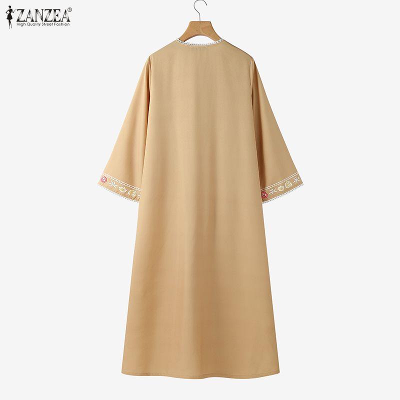 ZANZEA Damen Blumenmuster Locker Lässig Langarm Langer Cardigan Bluse